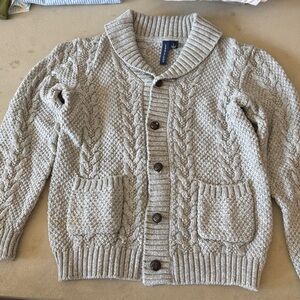Janie & Jack Gray Cable Knit Shawl Collar Sweater